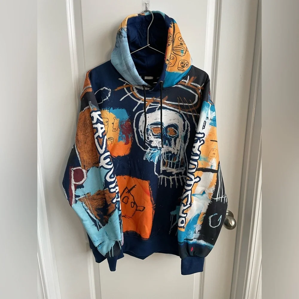 Jean-Michel Basquiat All Over Graffiti Print Hoodie - Picture 1 of 8